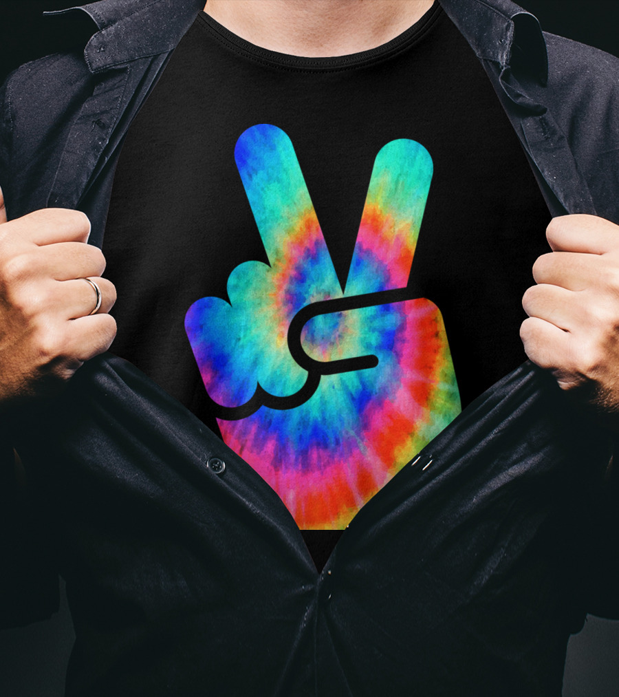 Cool Tie Dye Peace Hand T-Shirt