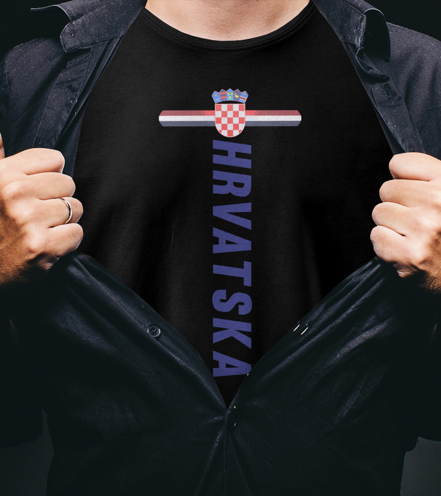Hrvatska Croatian Flag Red White Blue Crest Sportsstyle T-Shirt