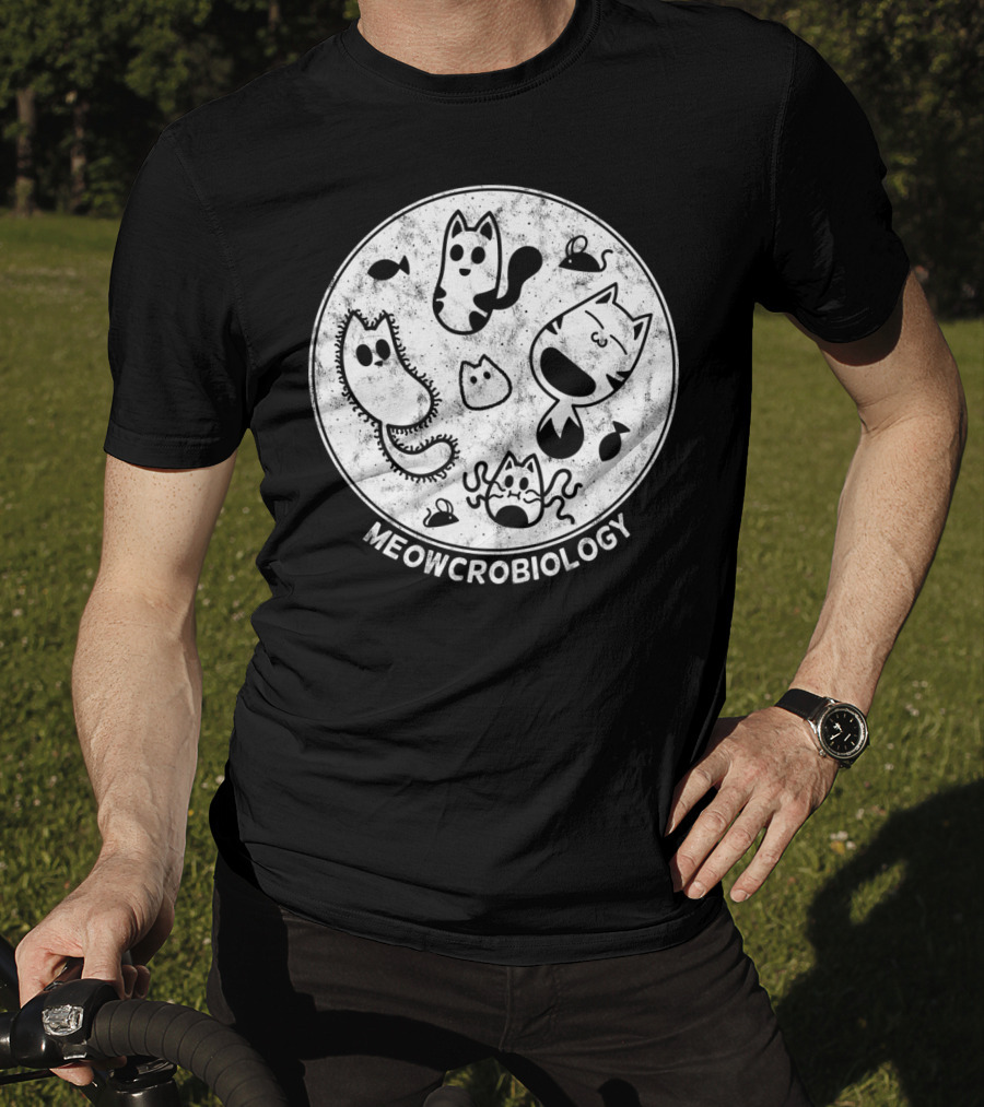 Meowcrobiology Cute Cat Pet Distressed Bacteria Microbiology T-Shirt