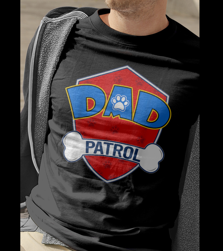 Dad Patrol Paw Print Shield T-Shirt