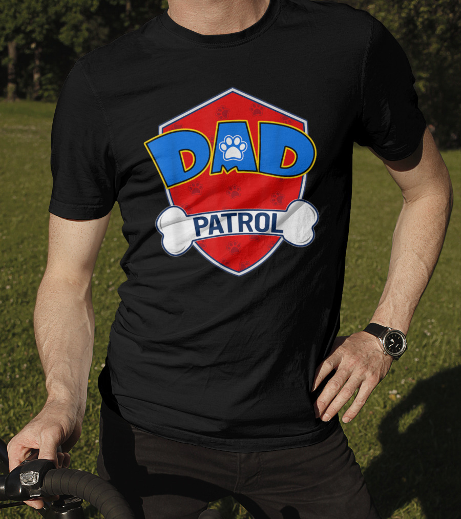 Dad Patrol Paw Print Shield T-Shirt