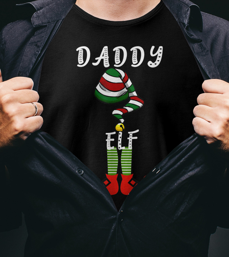 Daddy Elf Festive Family Christmas Holiday Group T-Shirt