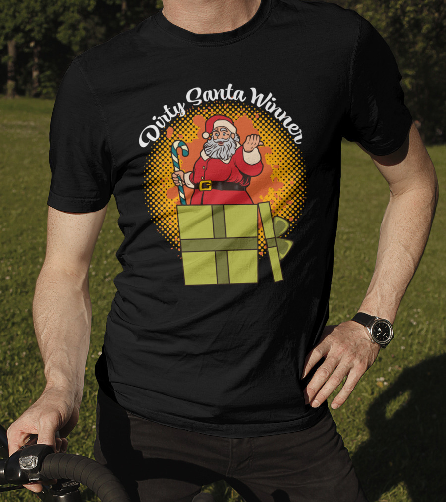 Dirty Santa Winner With Candy Cane And Christmas Gift Box T-Shirt