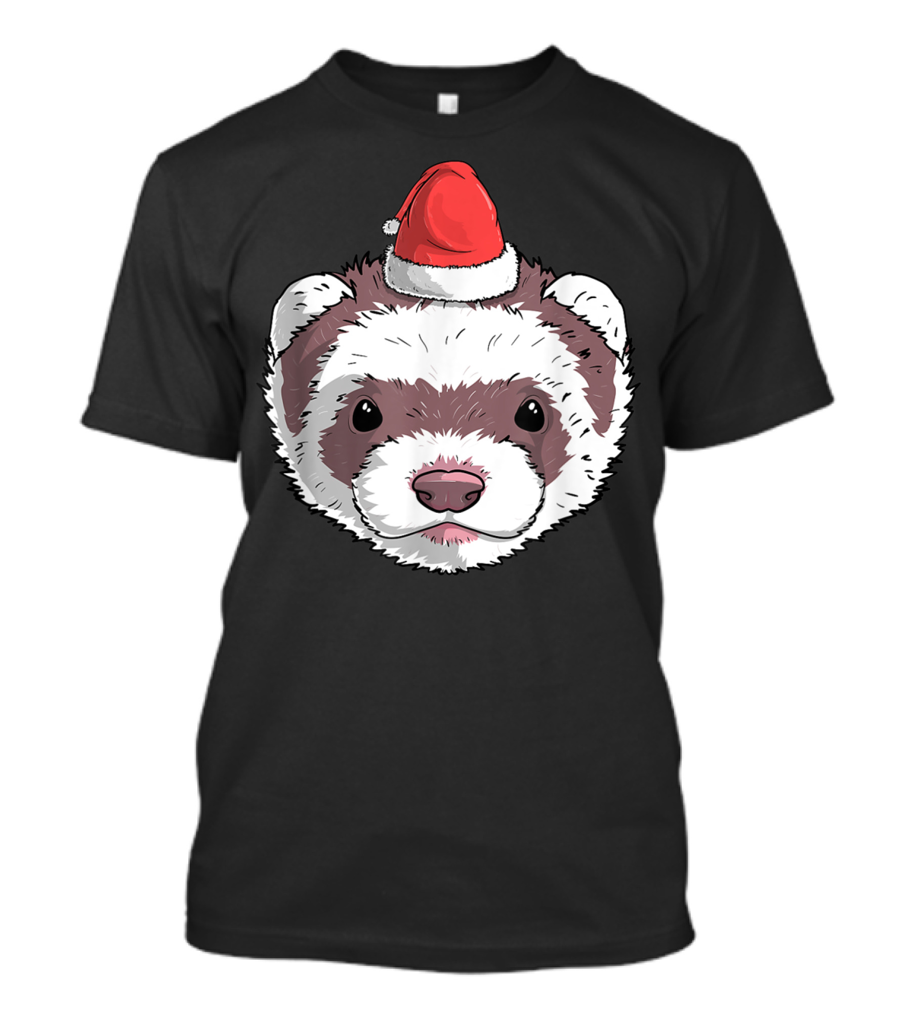 Ferret Santa Claus Hat Christmas Holiday Festive Headwear T-Shirt