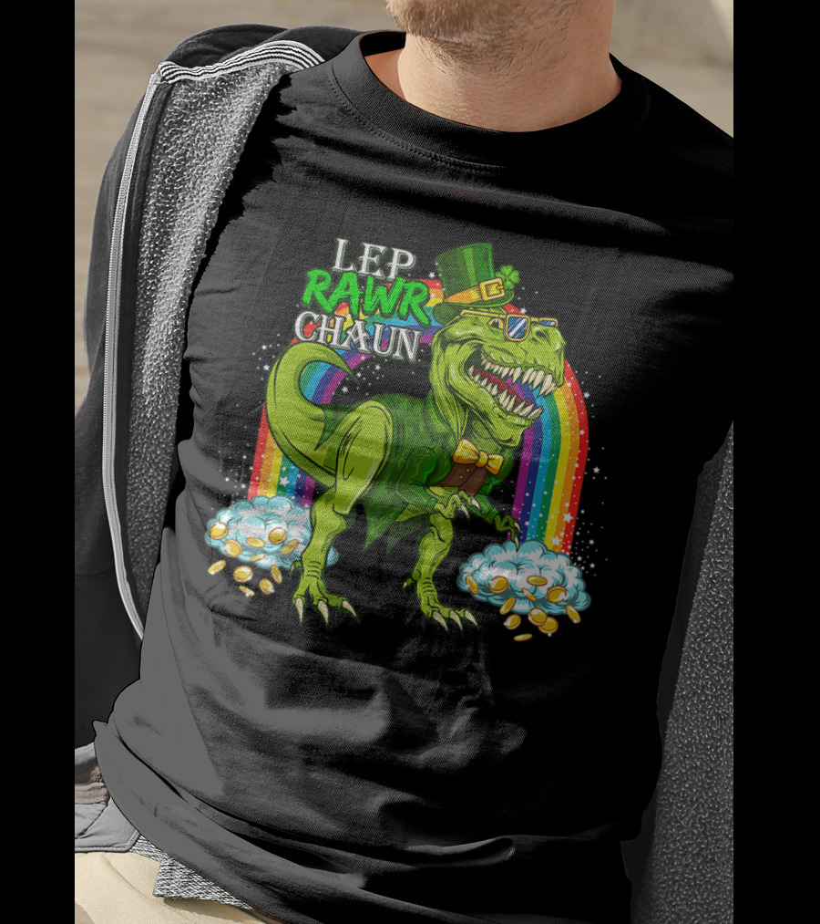 LEP RAWR CHAUN T-Rex Rainbow Coins T-Shirt
