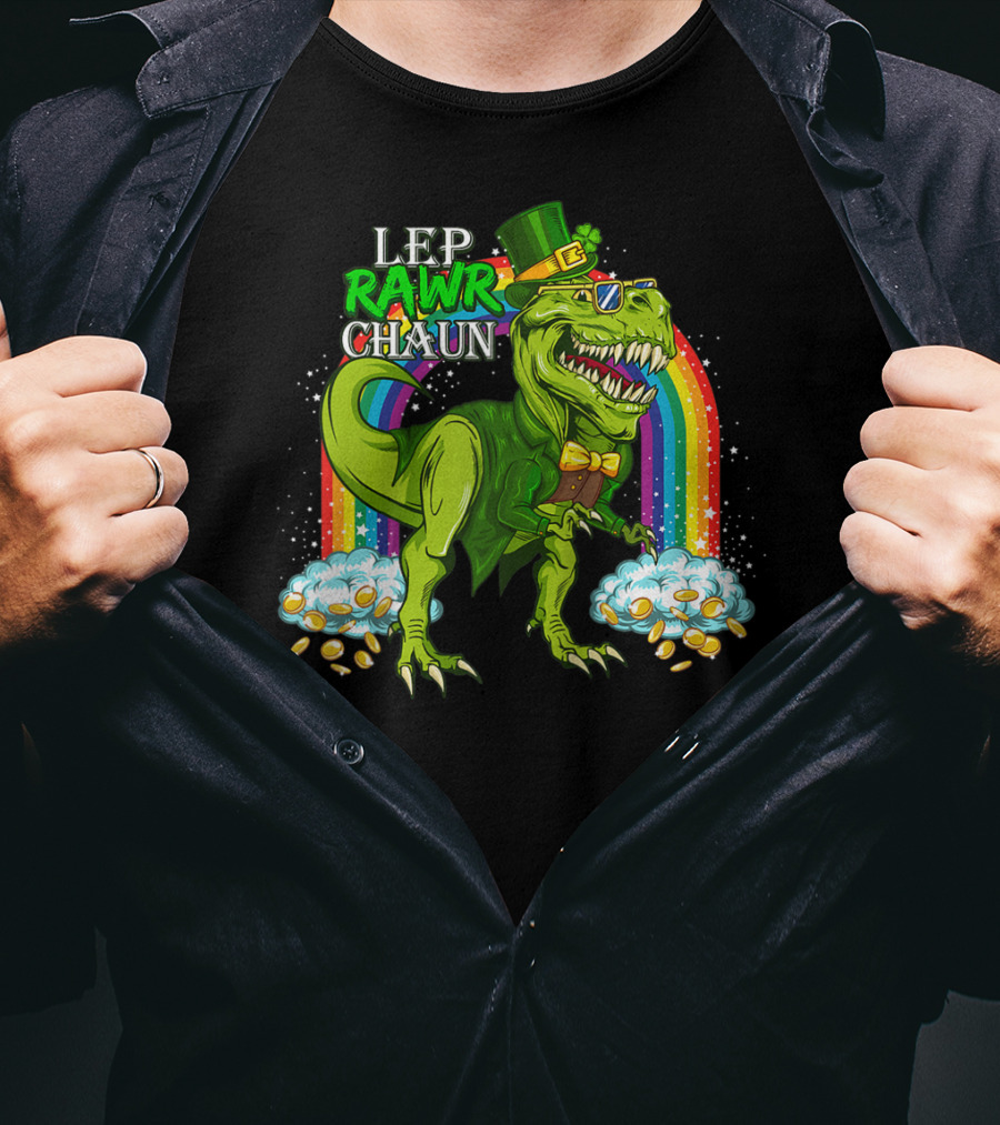 LEP RAWR CHAUN T-Rex Rainbow Coins T-Shirt