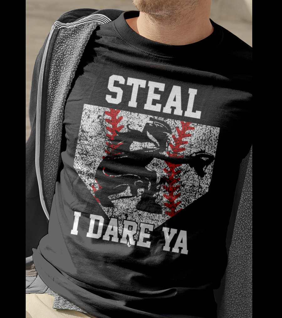 Steal I Dare Ya Girls Softball Catcher T-Shirt