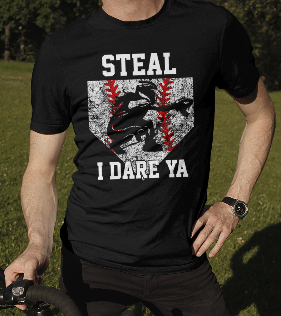 Steal I Dare Ya Girls Softball Catcher T-Shirt