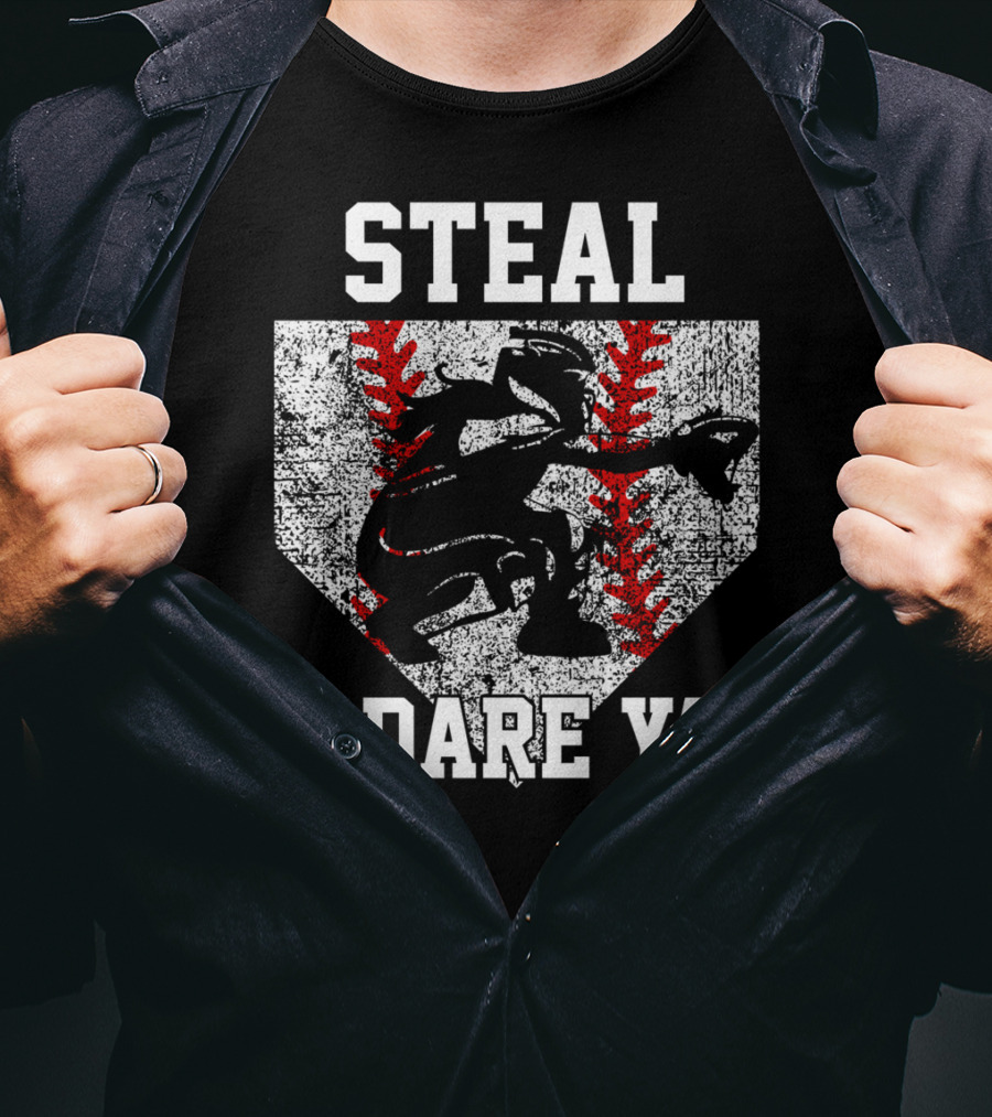 Steal I Dare Ya Girls Softball Catcher T-Shirt
