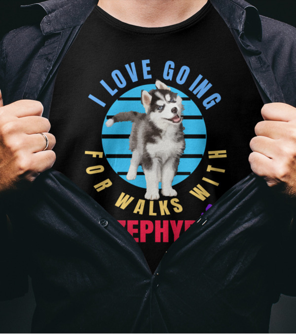 I Love Going For Walks With Zephyr Pomsky Paws T-Shirt