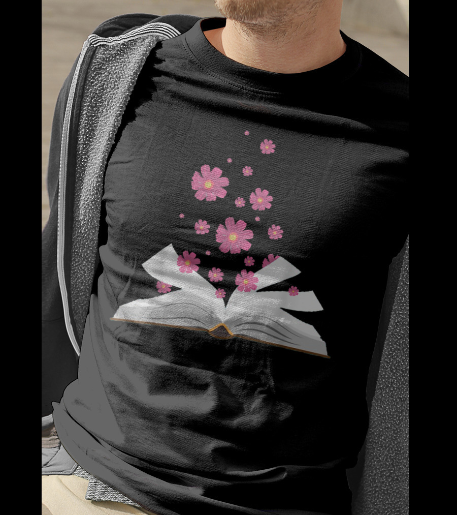 I Love The Aroma Of The Paper Reading With Blossoming Open Book And Floating Flowers T-Shirt
