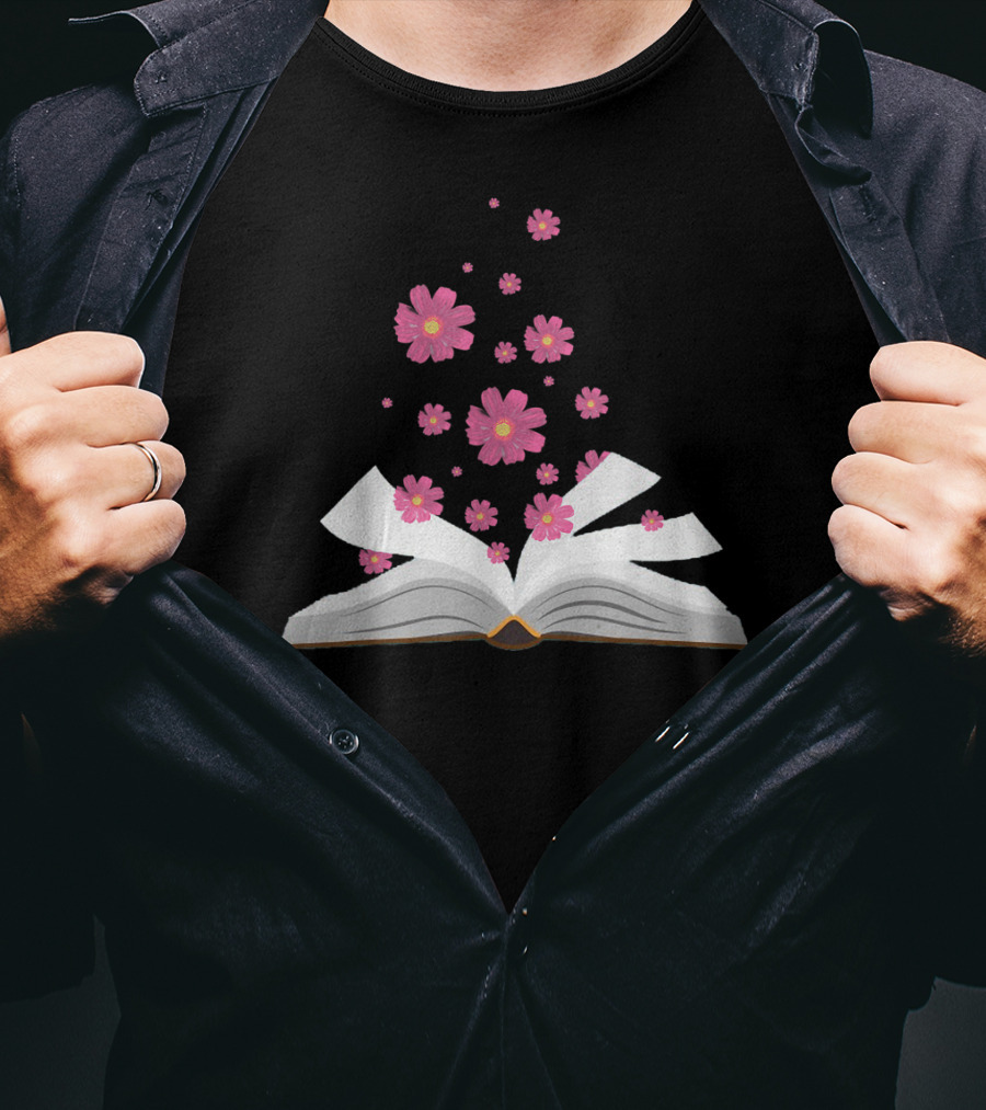 I Love The Aroma Of The Paper Reading With Blossoming Open Book And Floating Flowers T-Shirt