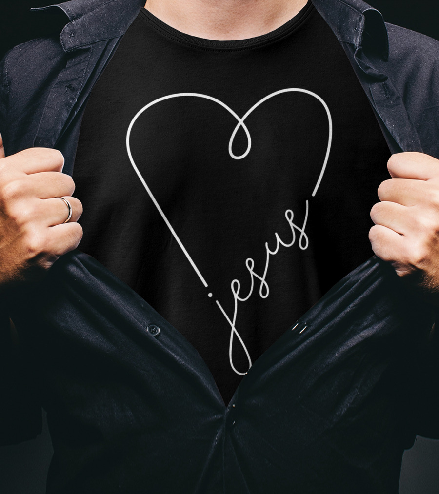 Jesus Script Heart Christian T-Shirt
