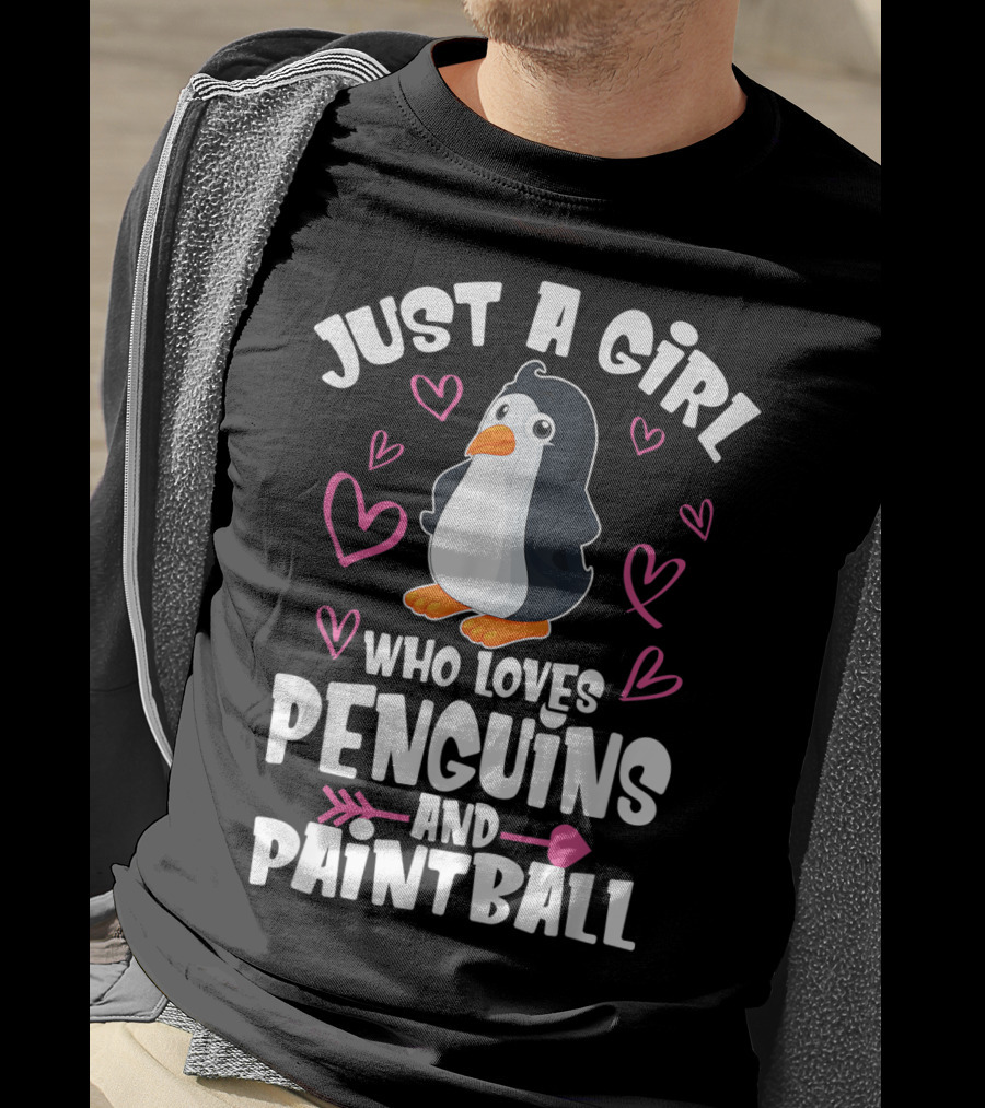 Just A Girl Who Loves Penguins And Paintball Hearts Arrow T-Shirt