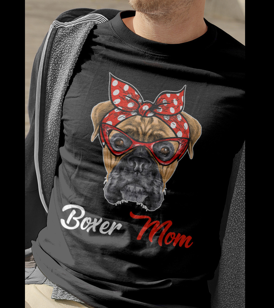 Boxer Mom Bandana Glasses T-Shirt