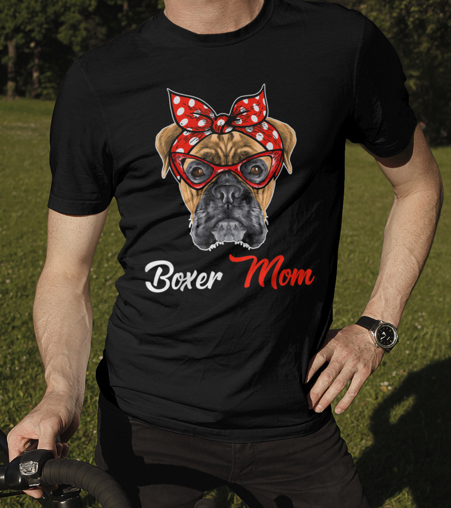 Boxer Mom Bandana Glasses T-Shirt