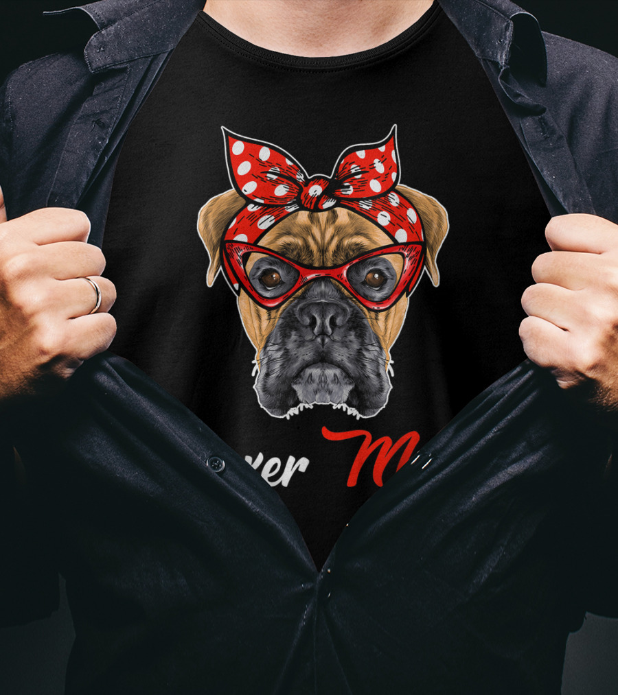 Boxer Mom Bandana Glasses T-Shirt