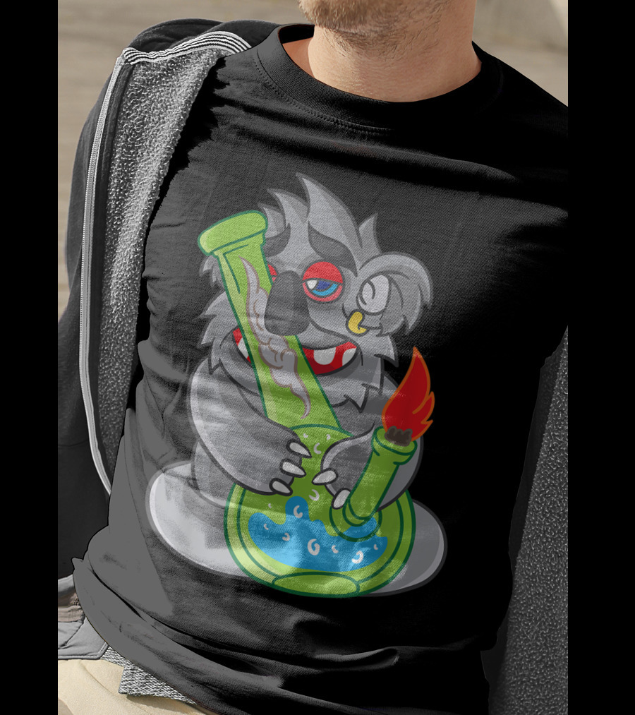 Koala Smoking Weed Cannabis Stoner Marihuana Bong Cartoon T-Shirt