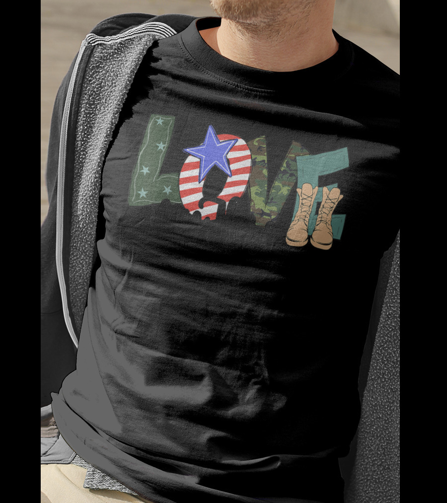 Love My Hero Patriotic Camo Soldier Boots T-Shirt