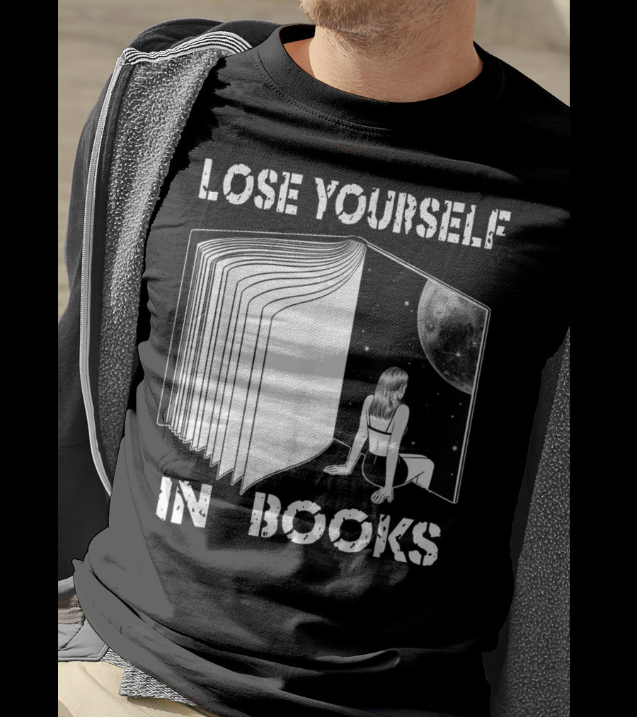 Lose Yourself In Books Reading Galaxy Escape Moon T-Shirt