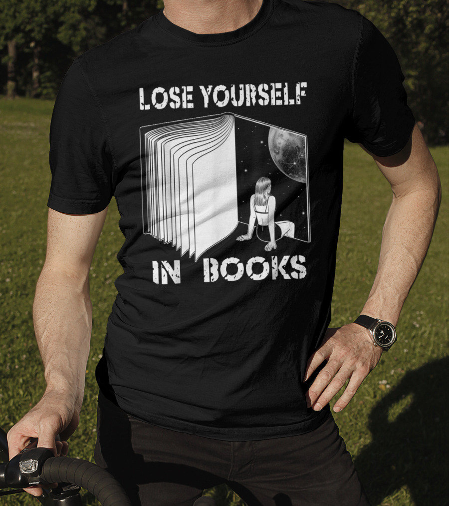 Lose Yourself In Books Reading Galaxy Escape Moon T-Shirt
