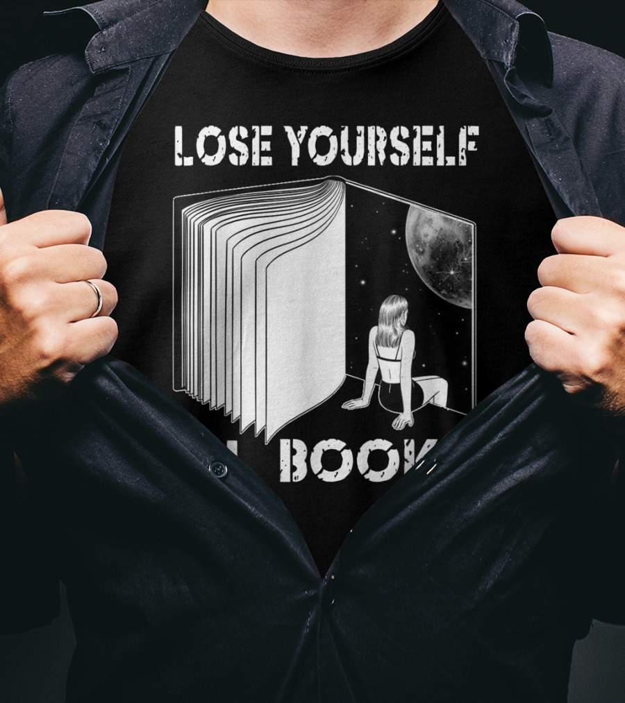 Lose Yourself In Books Reading Galaxy Escape Moon T-Shirt