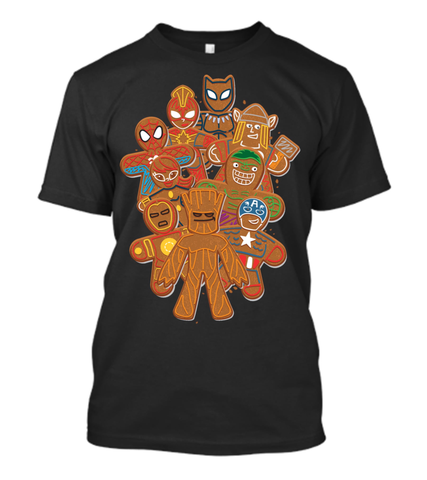 Marvel Avengers Superhero Gingerbread Cookie Cluster T-Shirt