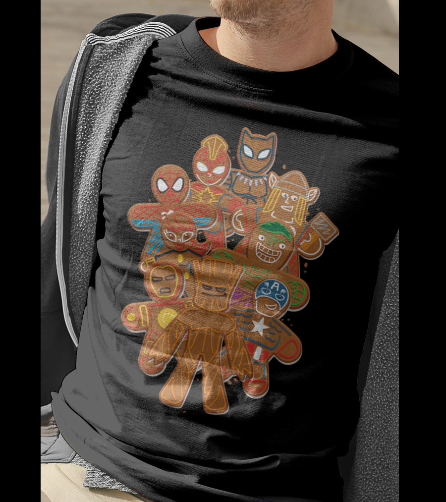 Marvel Avengers Superhero Gingerbread Cookie Cluster T-Shirt