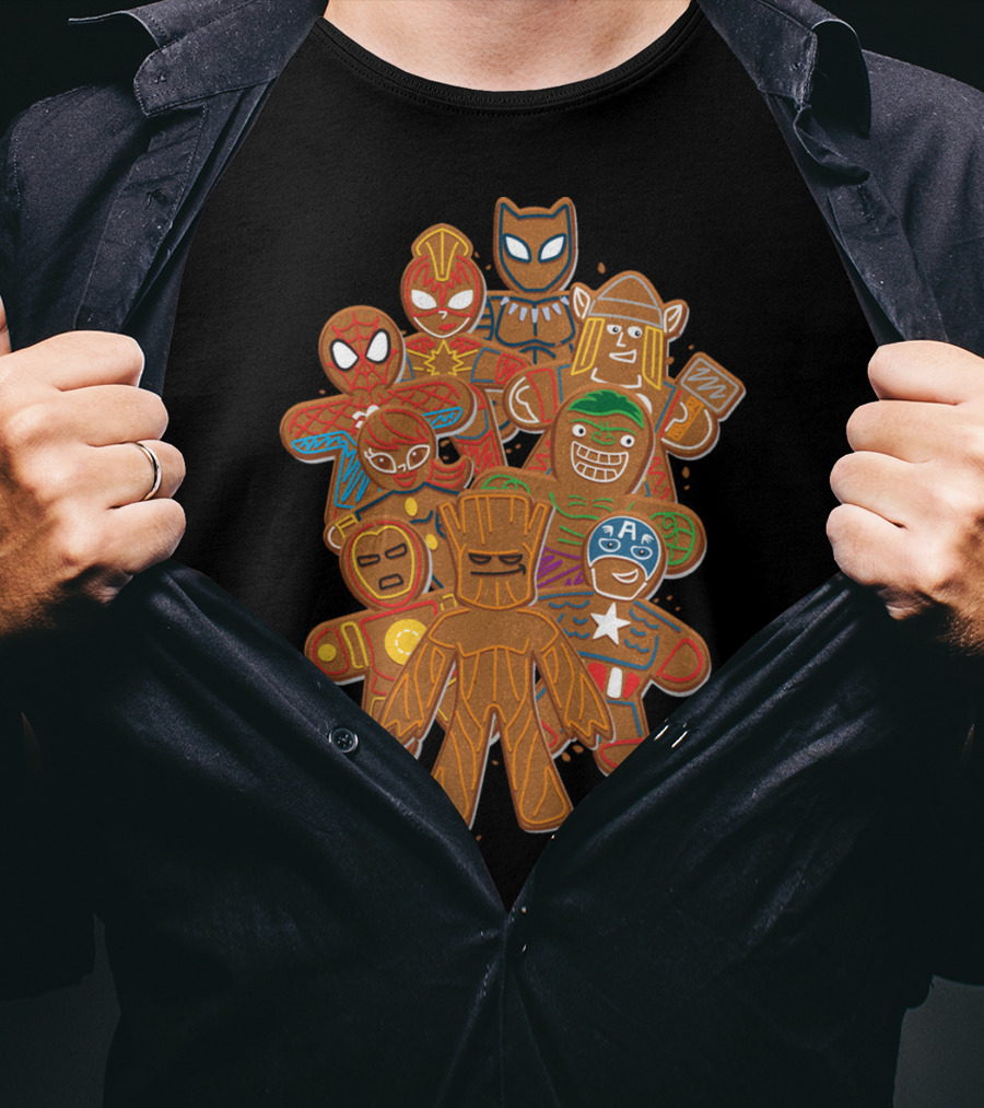 Marvel Avengers Superhero Gingerbread Cookie Cluster T-Shirt