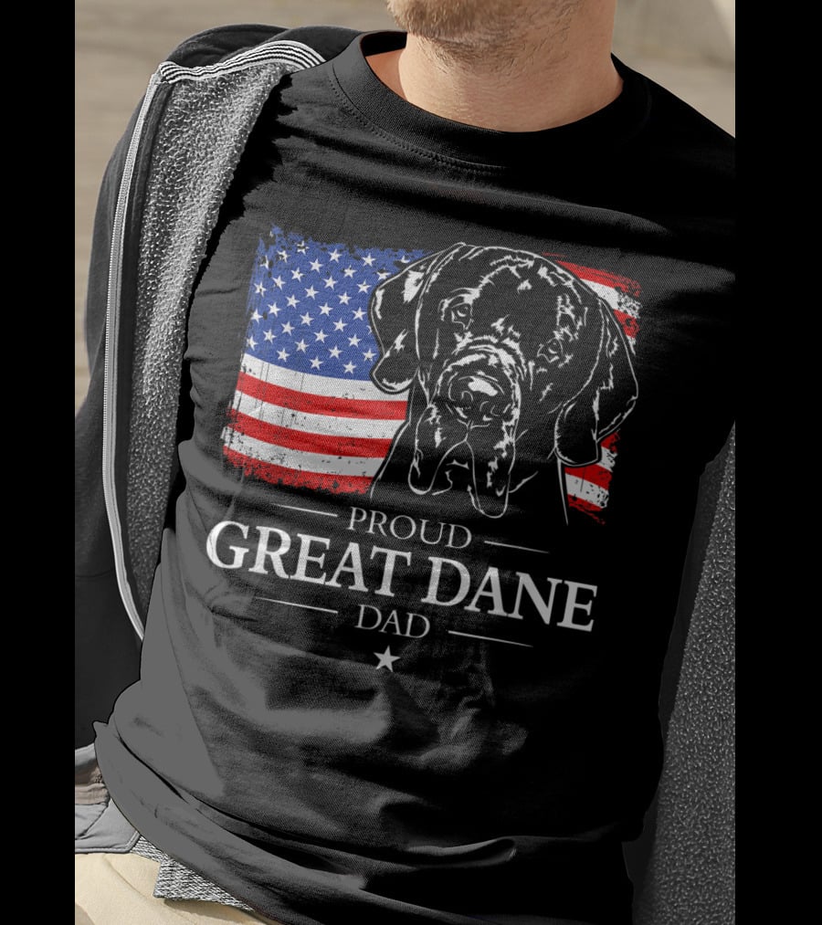 Proud Great Dane Dad With American Flag T-Shirt