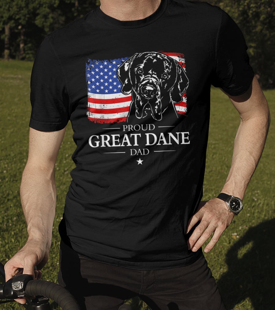 Proud Great Dane Dad With American Flag T-Shirt