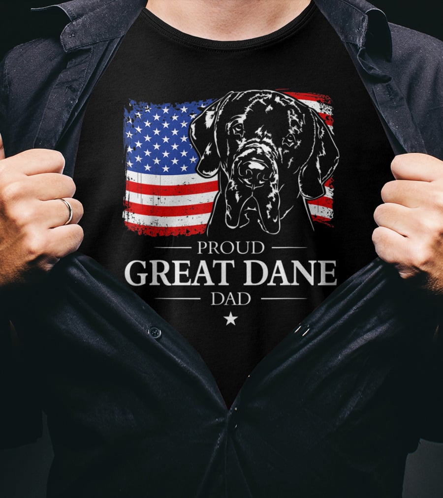 Proud Great Dane Dad With American Flag T-Shirt