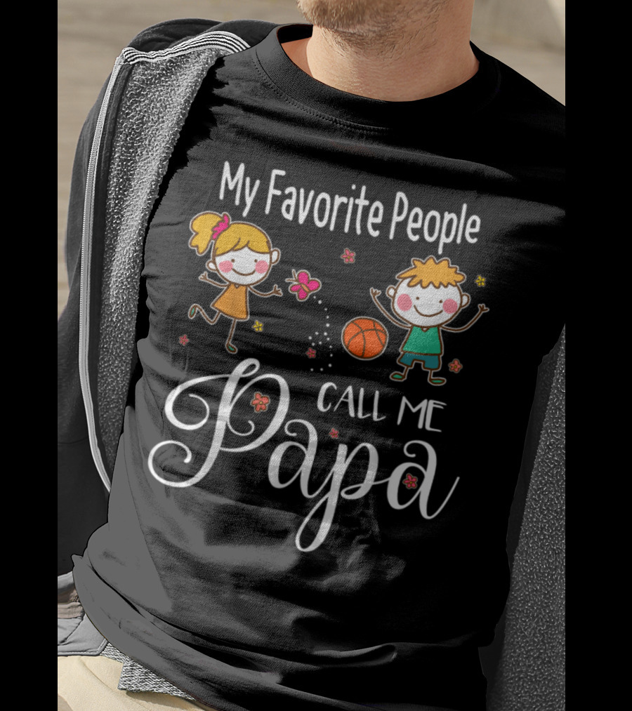 My Favorite People Call Me Papa With Kids And Basketball T-Shirt