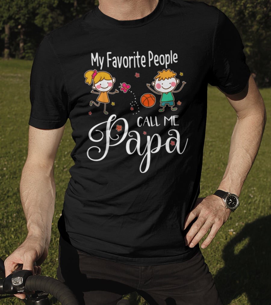 My Favorite People Call Me Papa With Kids And Basketball T-Shirt
