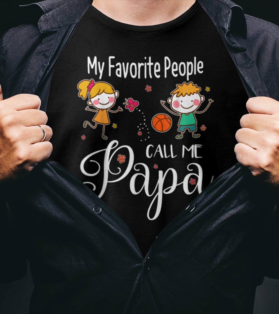 My Favorite People Call Me Papa With Kids And Basketball T-Shirt