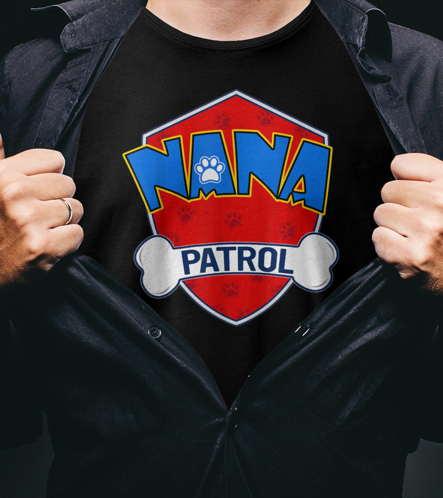 Nana Patrol Paw Badge Shield T-Shirt
