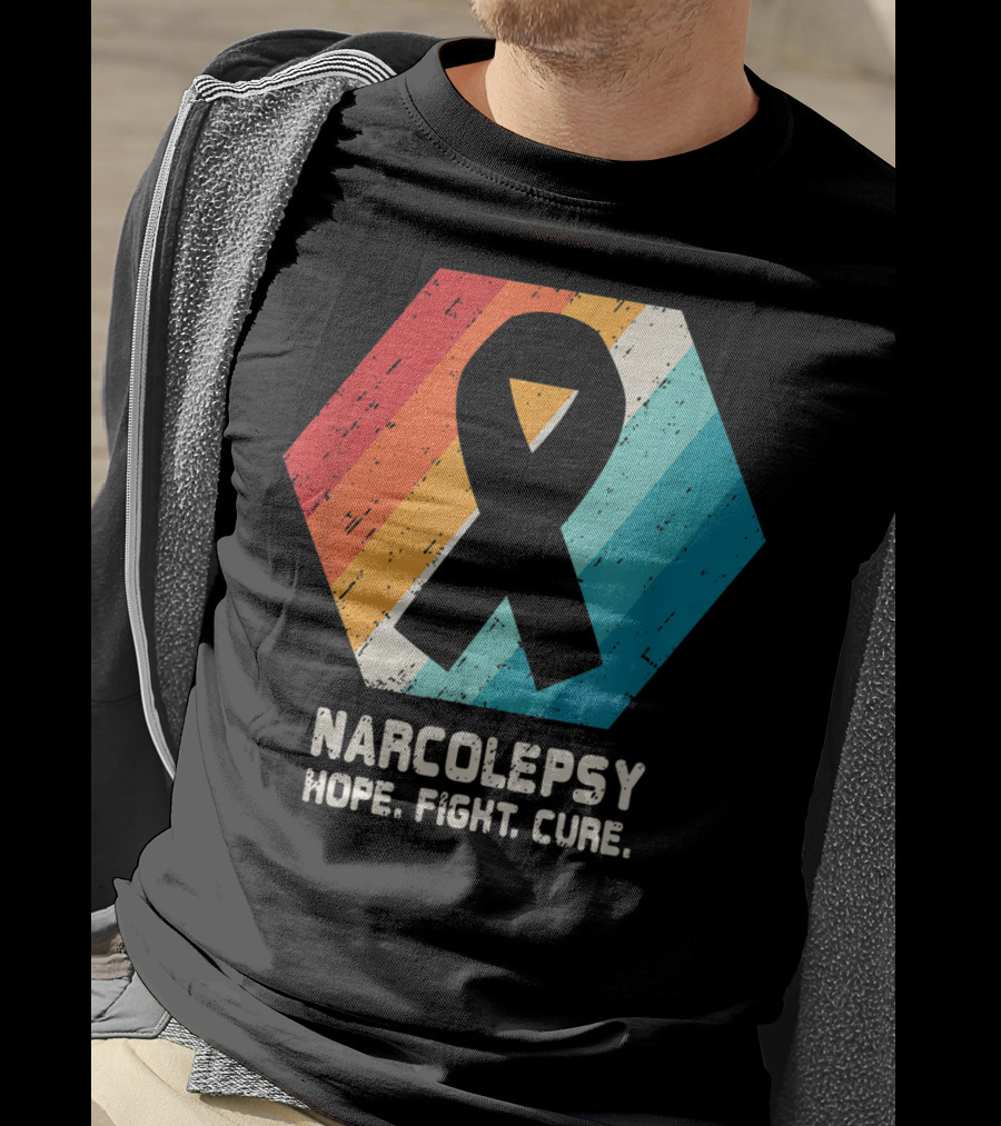 Narcolepsy Hope Fight Cure Ribbon Retro Awareness T-Shirt