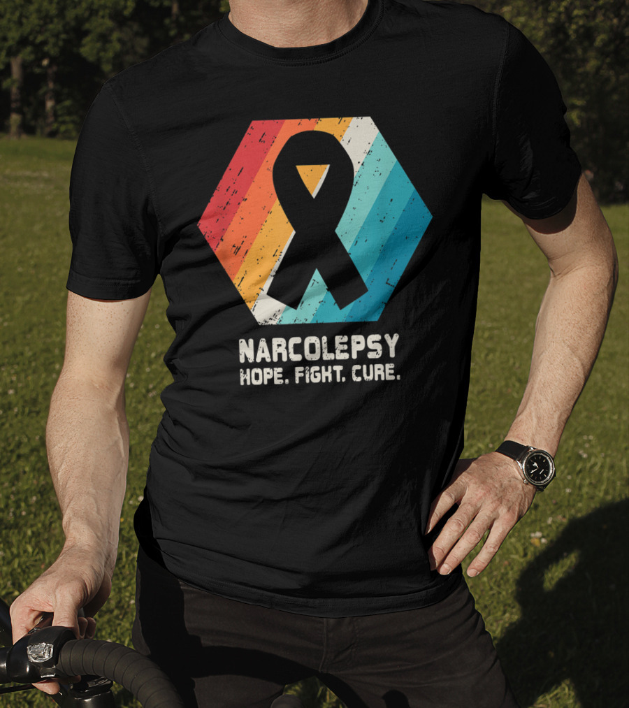 Narcolepsy Hope Fight Cure Ribbon Retro Awareness T-Shirt