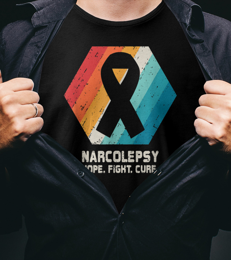 Narcolepsy Hope Fight Cure Ribbon Retro Awareness T-Shirt