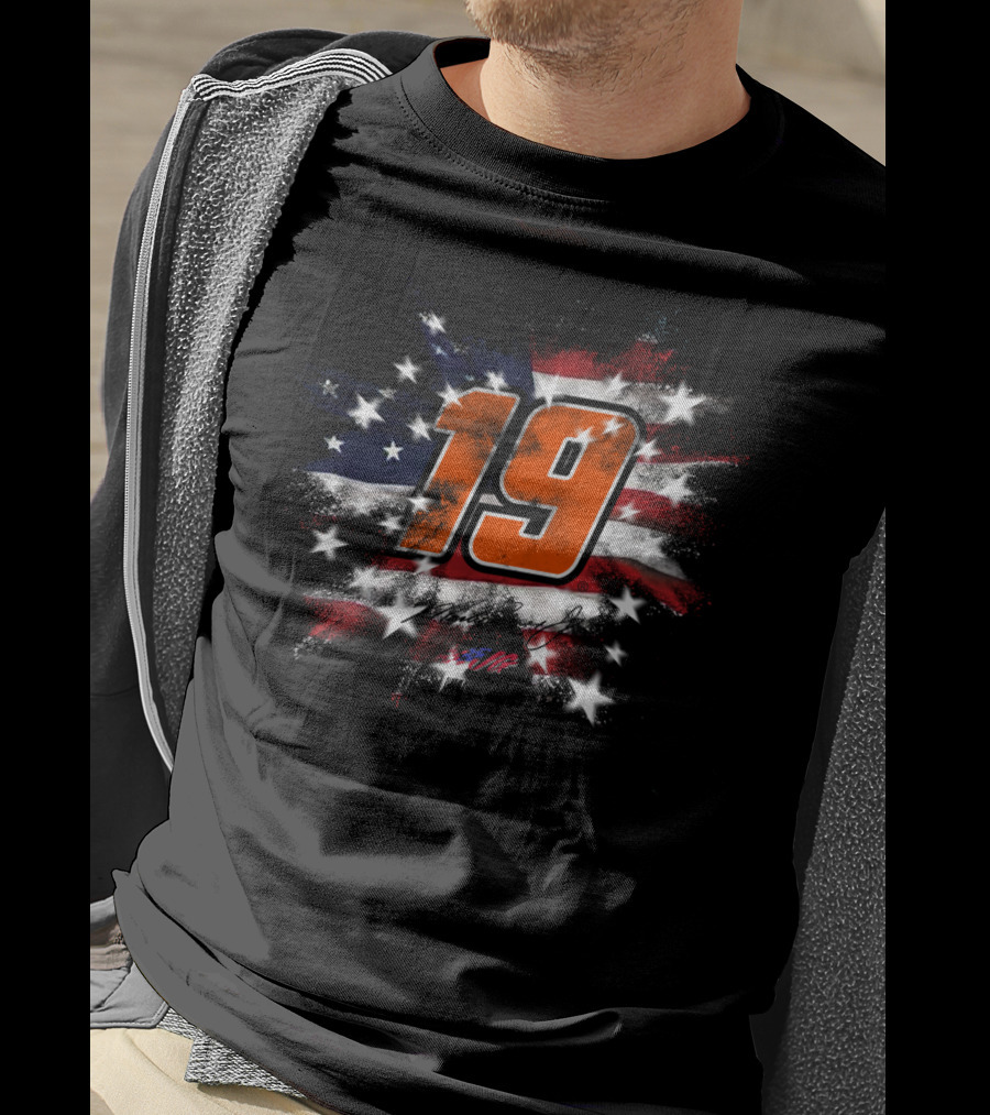 Nascar 19 Martin Truex Jr American Flag Fireworks T-Shirt