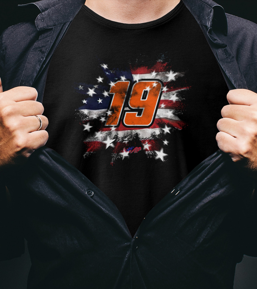 Nascar 19 Martin Truex Jr American Flag Fireworks T-Shirt