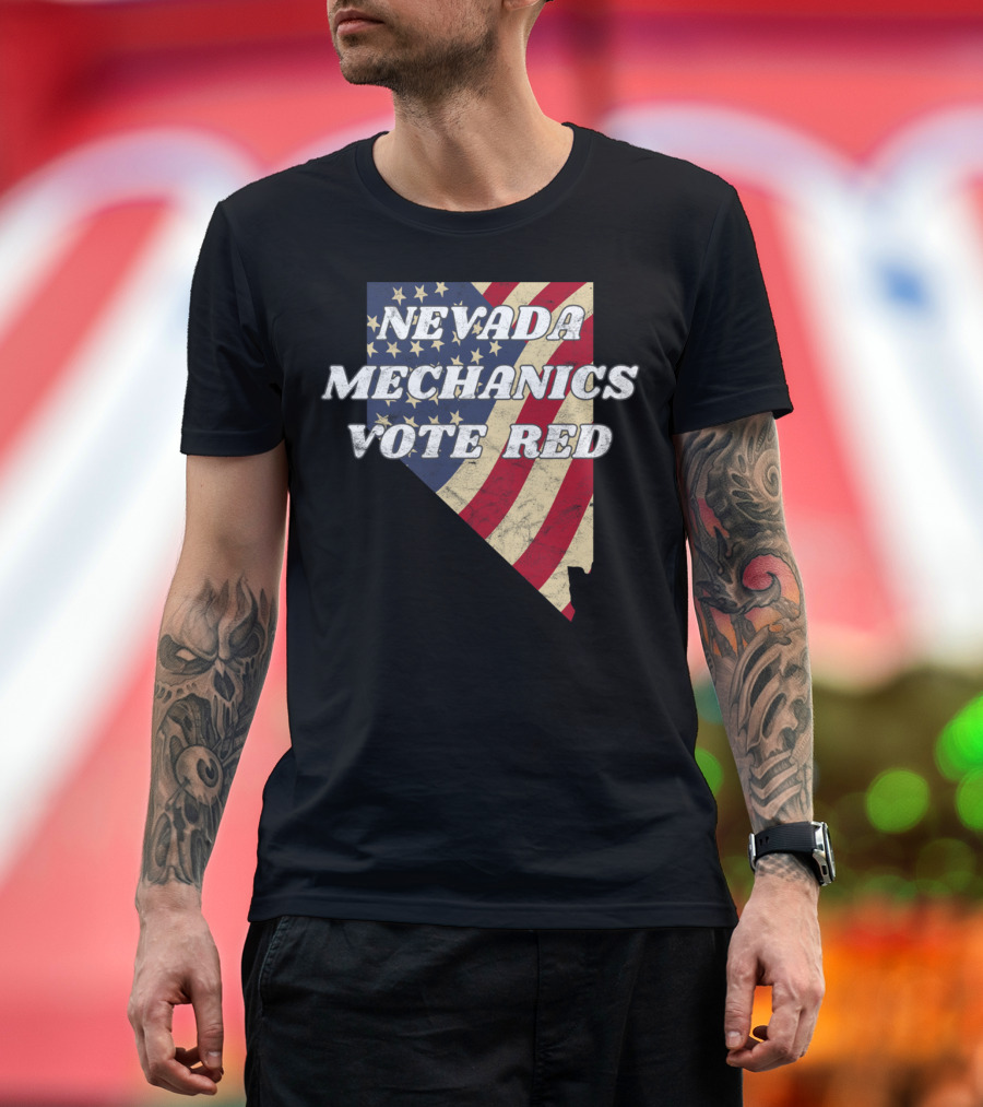 Nevada Mechanics Vote Red American Flag Shape T-Shirt