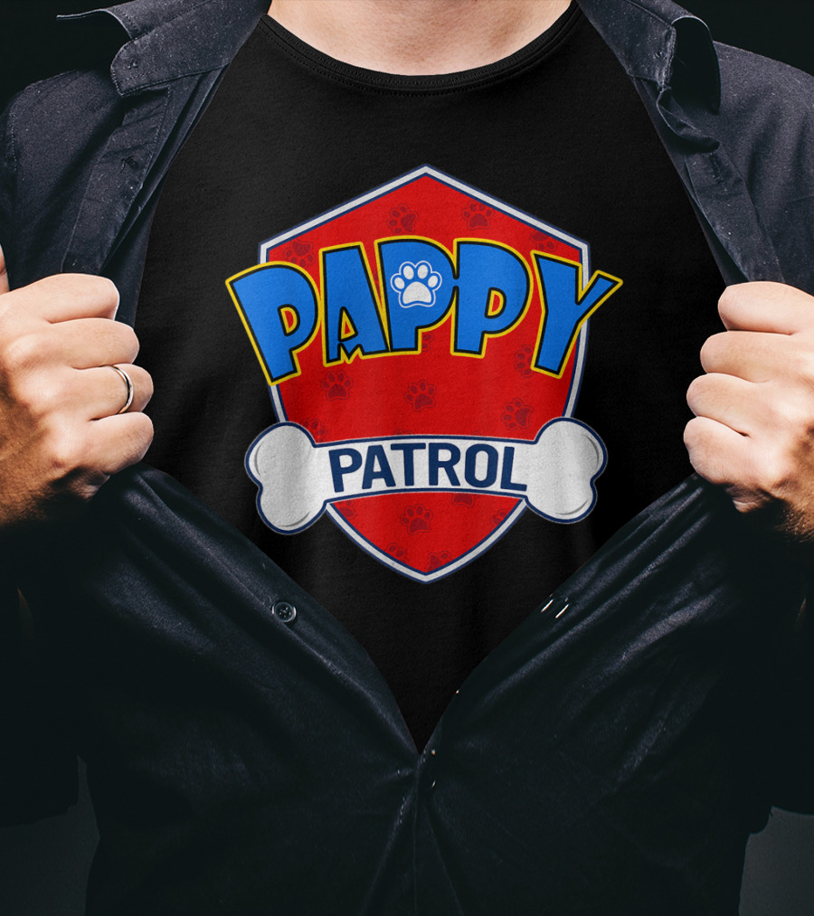 Pappy Patrol Paw Shield With Bone Badge T-Shirt