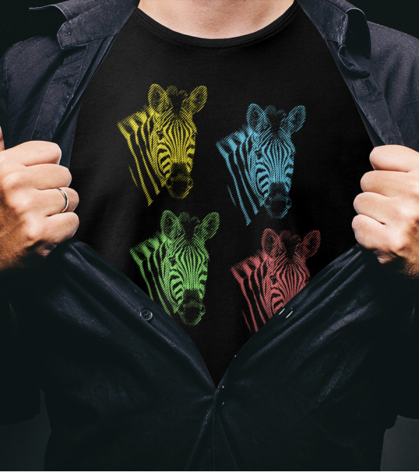 Four Colorful Zebra Pop Art Portraits T-Shirt
