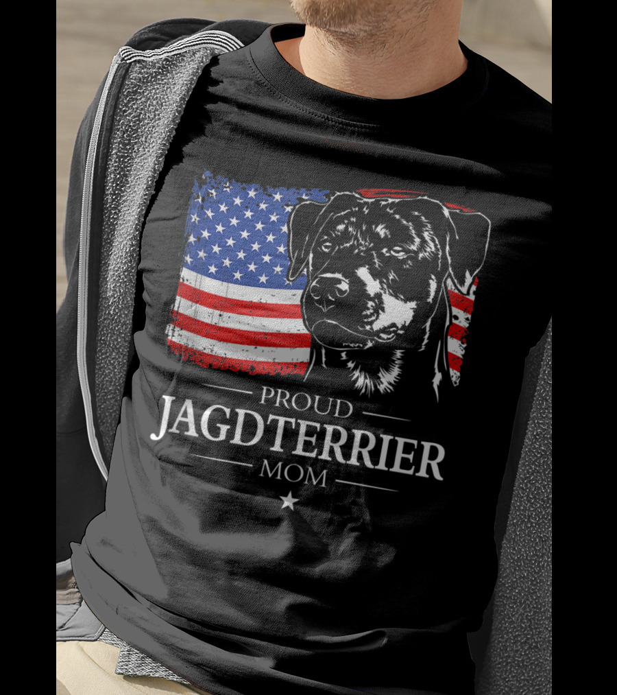 Proud Jagdterrier Mom American Flag T-Shirt