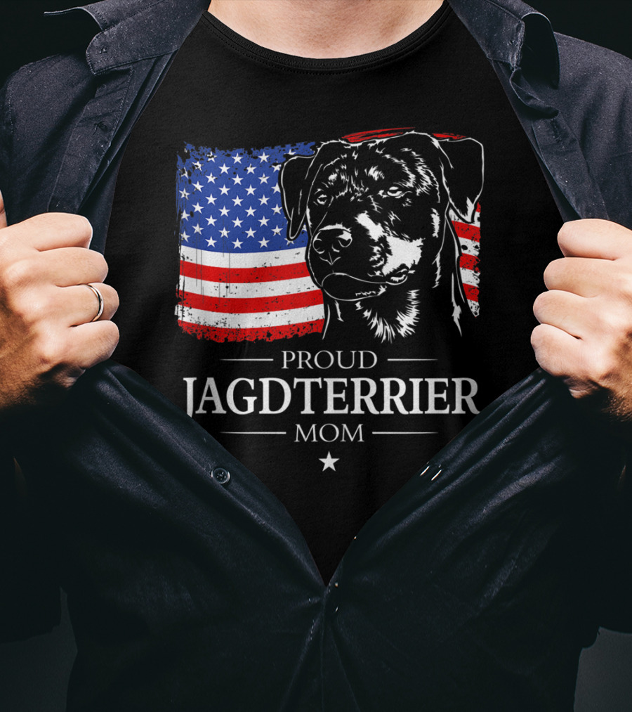 Proud Jagdterrier Mom American Flag T-Shirt