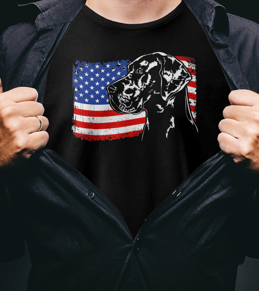 Great Dane American Flag Patriotic Pride T-Shirt