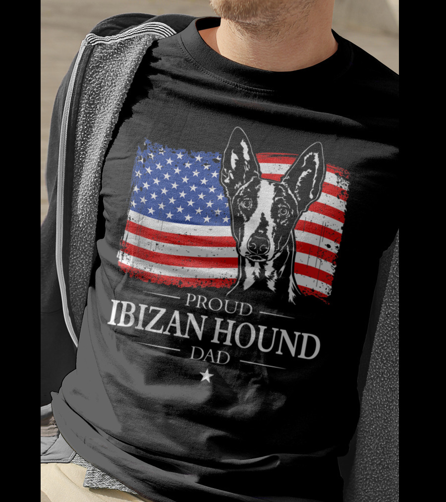 Proud Ibizan Hound Dad American Flag T-Shirt