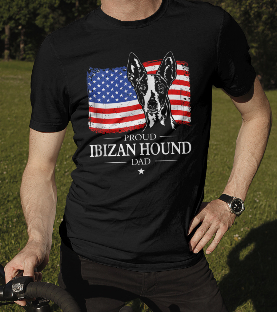 Proud Ibizan Hound Dad American Flag T-Shirt