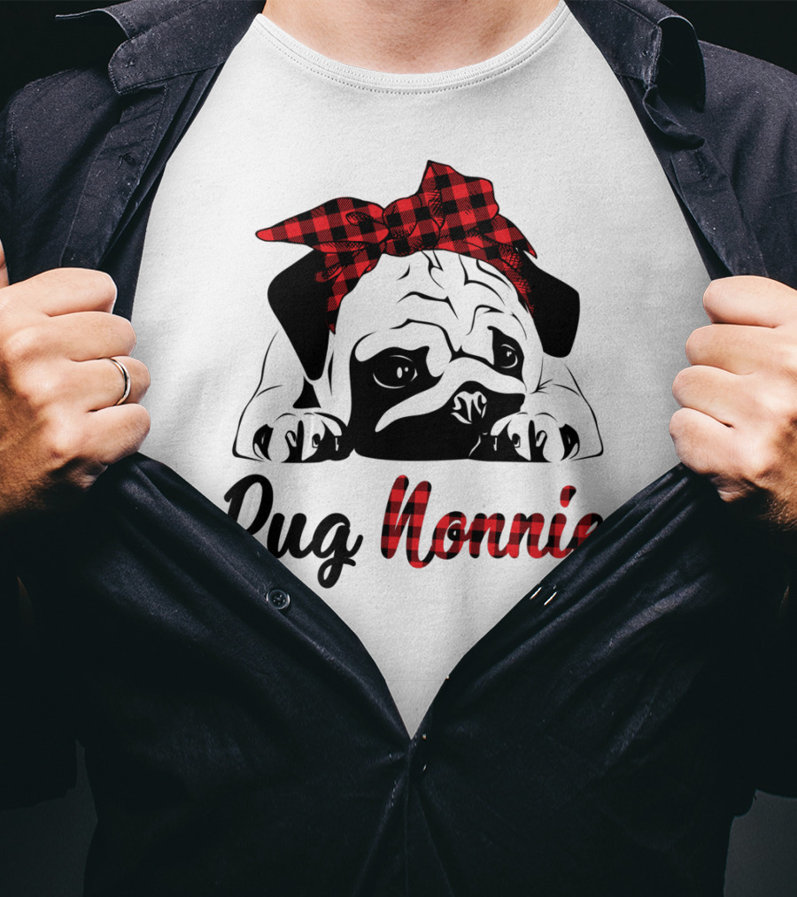 Pug Nonnie Buffalo Check Puppy T-Shirt